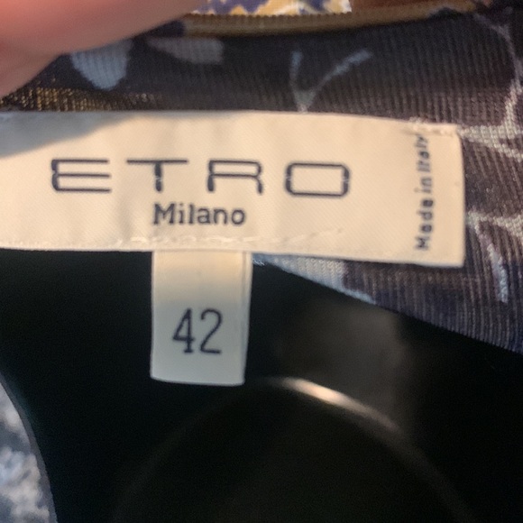 ETRO patch print jersey top V-neck,long sleeves, ruched front and back - Picture 5 of 6